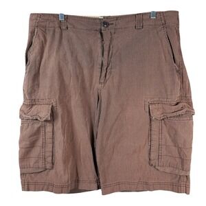 VTG Ocean Pacific Cargo Short Men 36 Brown Pinstripe Striped Baggy Surf Grunge